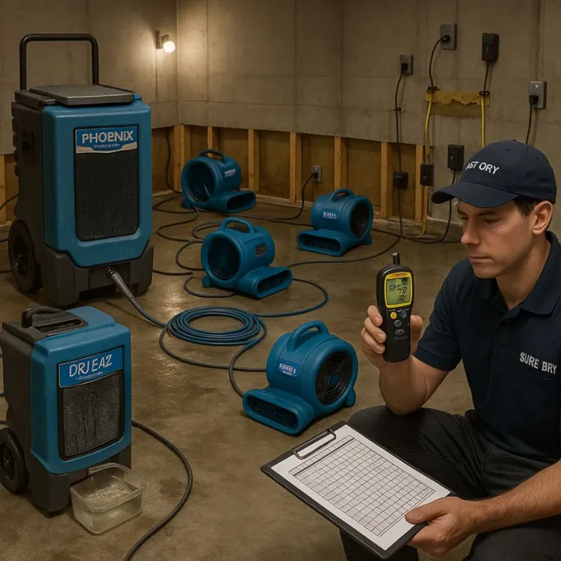 Structural Drying and Dehumidification process in Wendell, NC